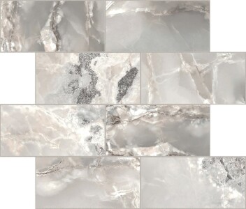 Мозаика 767706 Onyx&More Silver Blend Glossy Modulo Muretto 6mm 7,5x15 30x30