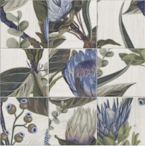 Керамогранит Decor Mural Blu Leaves 20x20