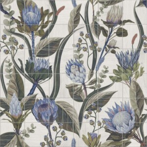 Керамогранит Mural Blue Leaves 20x20 (комп/36шт)