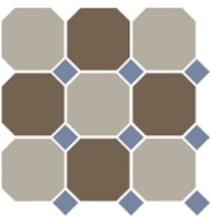 Керамогранит 4401+29 OCT11-A Beige 01 Coffe Brown 29 OCTAGON/Blue Cobalt 11 Dots (лист 30х30 9 штук+вставки)