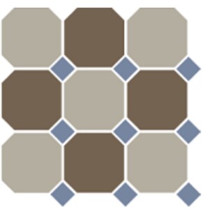 Керамогранит 4401+29 OCT11-A Beige 01 Coffe Brown 29 OCTAGON/Blue Cobalt 11 Dots (лист 30х30 9 штук+вставки)