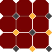Керамогранит 4420 OCT14+21-A Brick Red OCTAGON 20/Black 14 + Ochre Yellow 21 Dots 30x30
