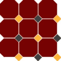 Керамогранит 4420 OCT21+14-B Brick Red OCTAGON 20/Ochre Yellow 21 + Black 14 Dots 30x30
