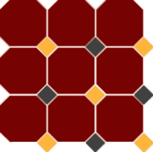 Керамогранит 4420 OCT21+14-B Brick Red OCTAGON 20/Ochre Yellow 21 + Black 14 Dots 30x30