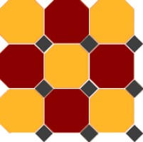 Керамогранит 4421/20 OCT14-B Brick Red 20 Ochre Yellow 20 Octagon/Black 14 Dots 30x30 см