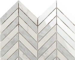 Impronta italgraniti Lux Experience MW17MCHL Statuarietto/Grigio Versilia Mosaico Chevron Lap 26x30